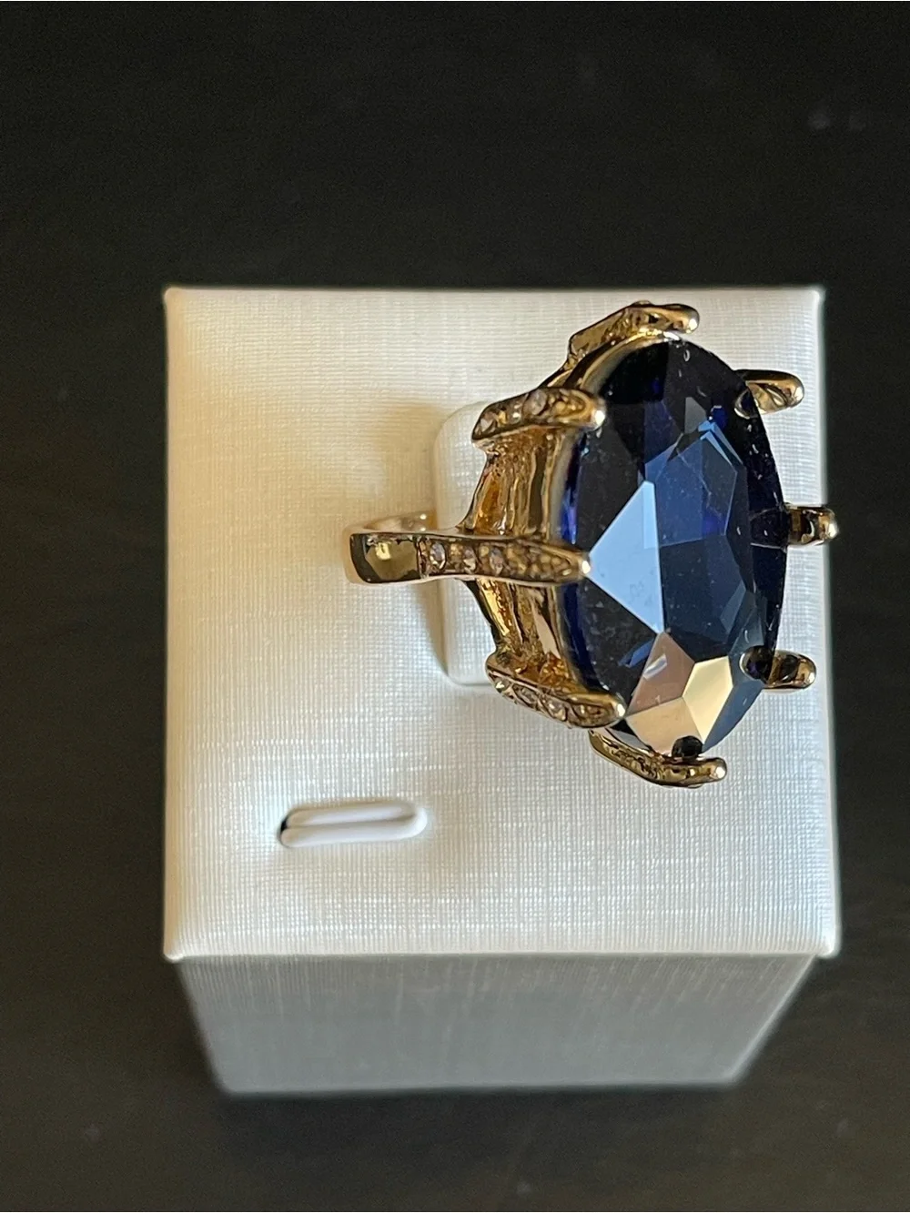 Deep Blue Oval Statement Ring.